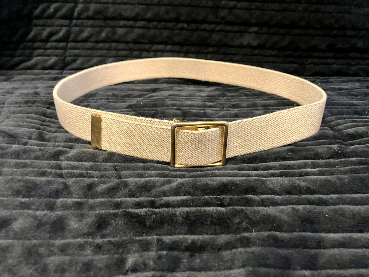 USMC Khaki Cotton Web Belt w/ Gold Buckle