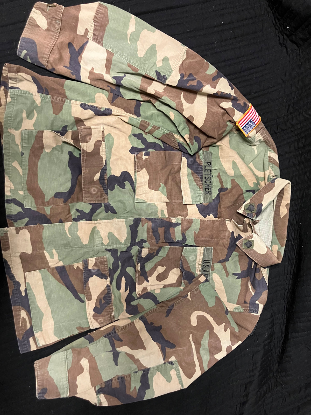 USGI Military Surplus Woodland BDU Coat – 3-Color Woodland Camo Combat Shirt large